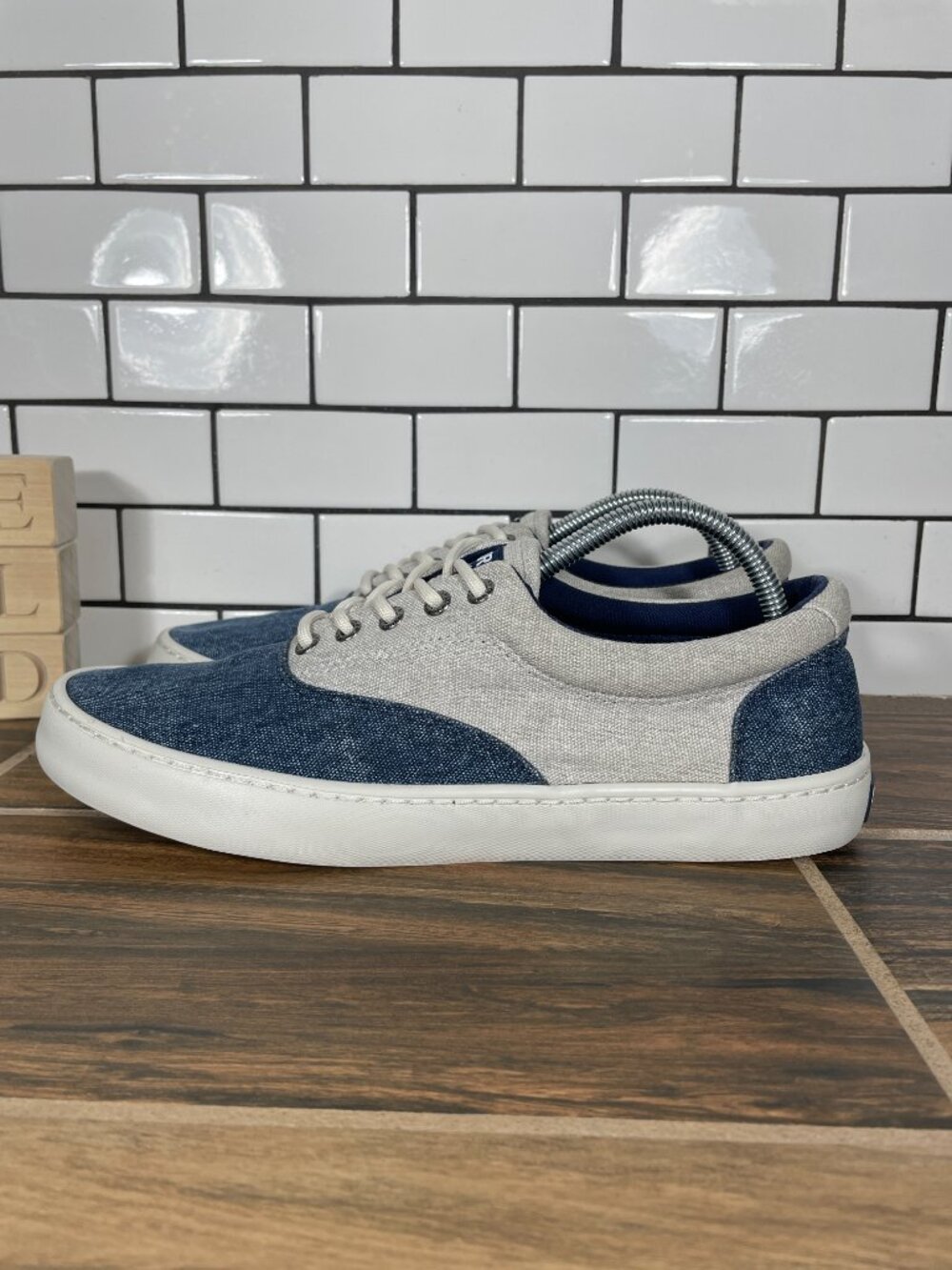 Sperry Top Sider Shoes Mens Size 9.5 Blue Gray Casual Lace Up Low Top Sneakers